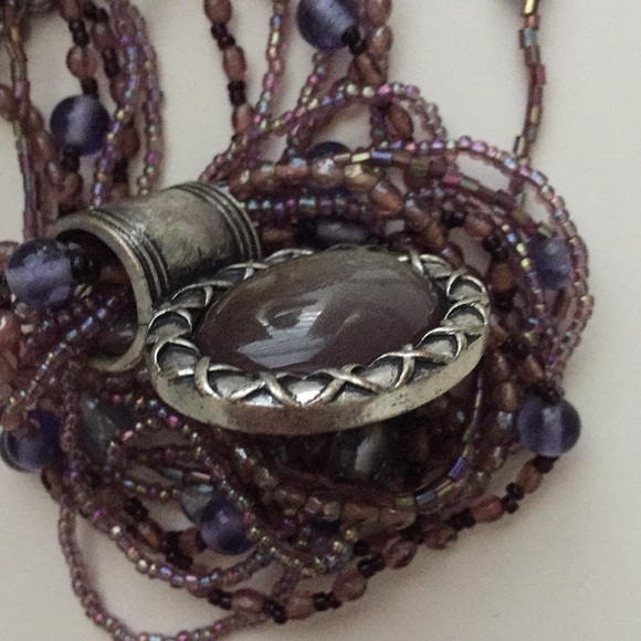 Coordinate Set Necklace with Pendant Drop Earrings Multicolor Beaded Strands - Picture 11 of 11